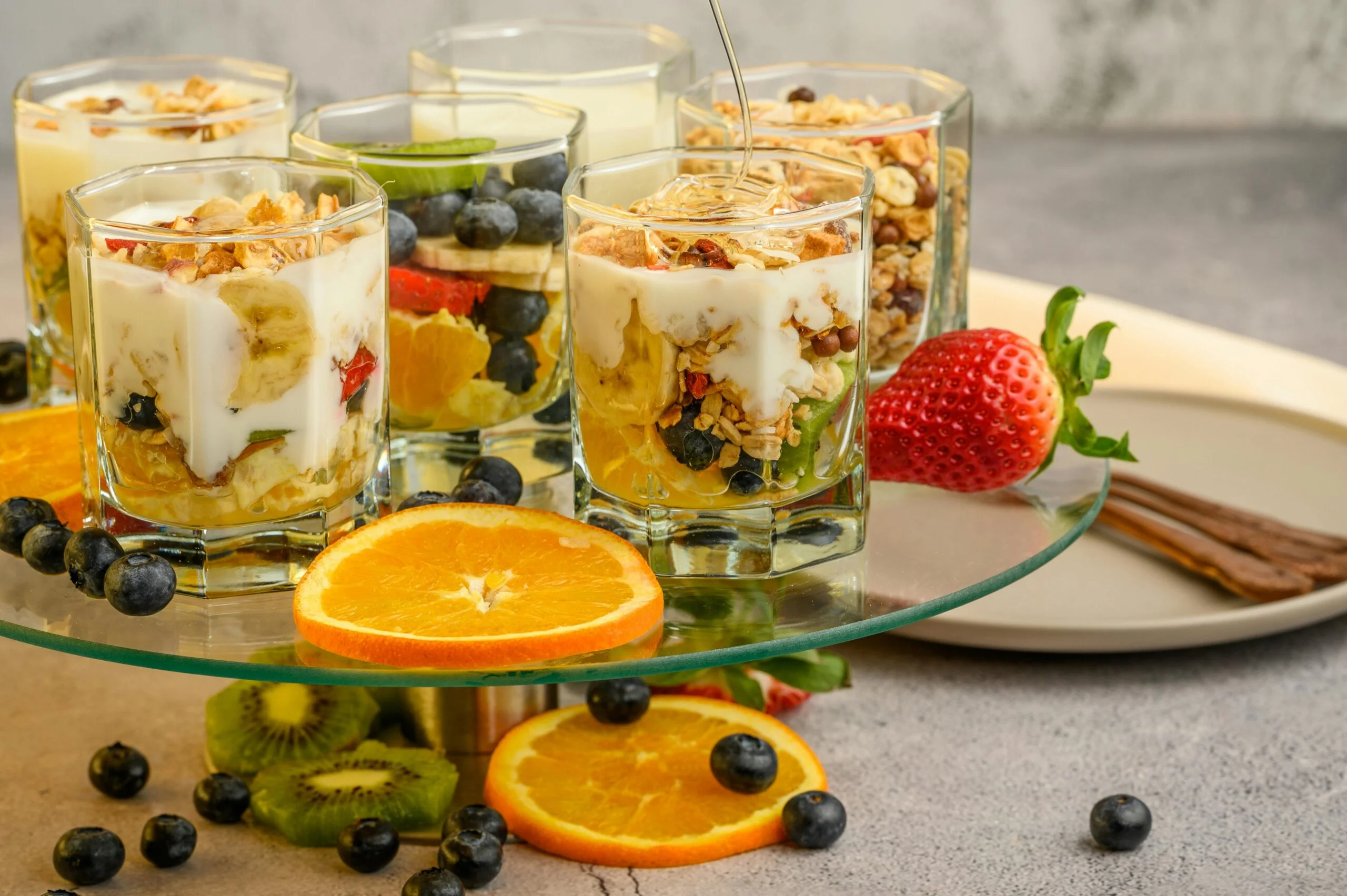 Curd Parfait With Nuts and Fruits