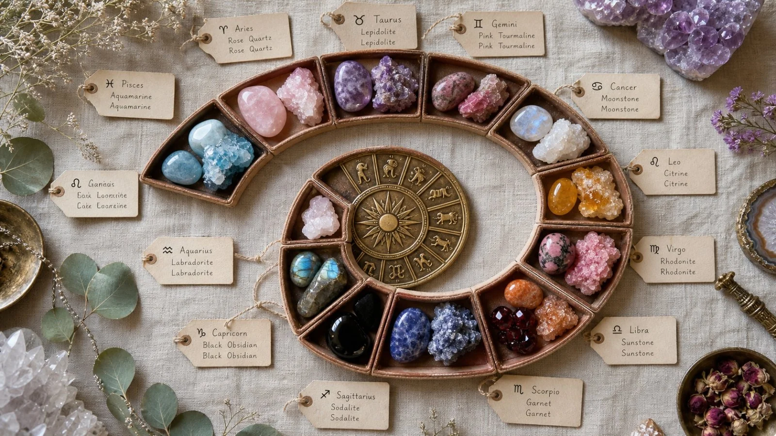 Crystals to attract love and balance by sign