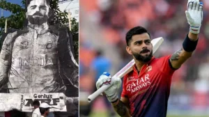 Handmade Kohli Portrait Stuns Lucknow Fans