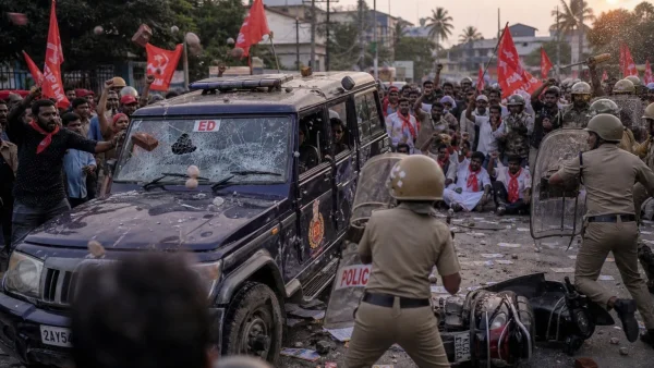 CPI(M) Supporters Clash with ED, Smash Windows Amid Vijayan Raids in Kerala