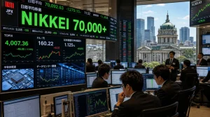 Nikkei Hits 70,000 Amid BOJ's Cautious Rate Hike