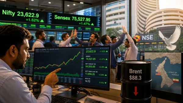Dalal Street Surges as Crude Prices Fall and US-Iran Peace Hopes Rise
