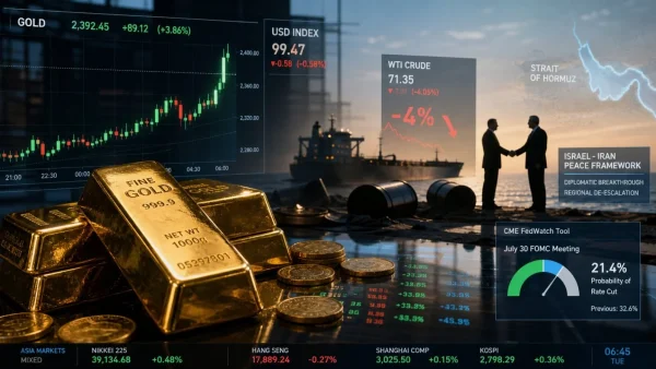 Gold Surges Nearly 2% as US-Iran Peace Framework Weakens Dollar and Oil