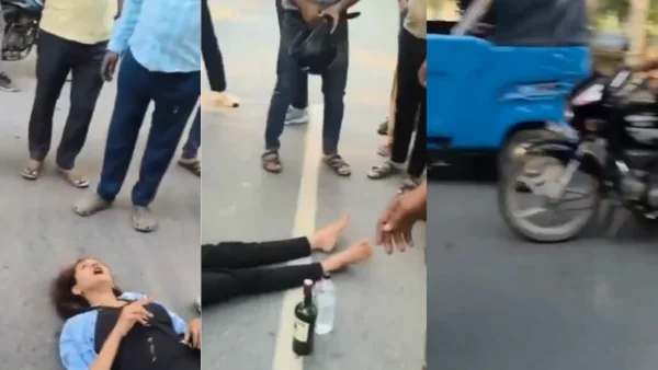 Viral Video of Drunk Woman Blocking Greater Noida Road Sparks Online Debate