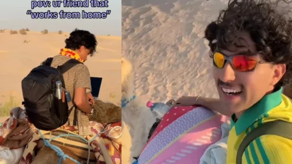 Remote Work Reimagined: A Viral Video Shows a Zoom Call from a Camel in the Sahara Desert