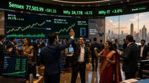 Indian Stocks Surge as Crude Falls and IT Rebounds