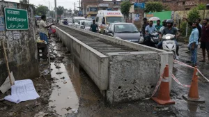 Bihar's Elevated Drain Blocks Road and Water