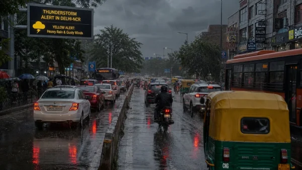 Delhi-NCR Faces Heavy Rain and Thunderstorm Alert, Traffic Slows Amid Weather Shift
