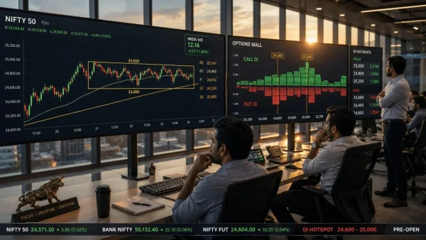 Nifty 50 Faces Key Resistance at 25,000 Amid Consolidation and Options Activity