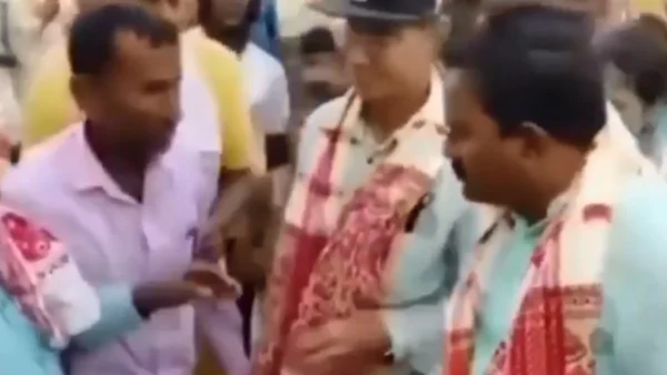 Pink Ribbon Sparks Red-Hot Fury at Assam Bridge Inauguration: MLA Allegedly Slaps Man, Uses Banana Plant in Scuffle