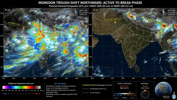 India’s Monsoon Break: Satellite Images Reveal Shifts in Rainfall Patterns and Climate Influences