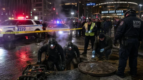 Trio Emerges from Manhole Near Penn Station